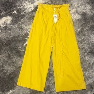 Elegant Yellow High-Waist Pants
